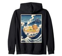 Carino Capybara Ramen Mt Fuji Ukiyo-e Grande Onda Arte Giapponese Felpa con Cappuccio