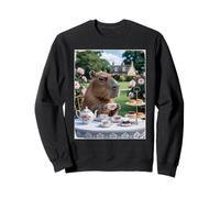 Carino Capybara Sip Tea Rose Cup Cottagecore Floral Garden Felpa