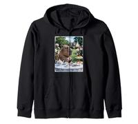 Carino Capybara Sip Tea Rose Cup Cottagecore Floral Garden Felpa con Cappuccio