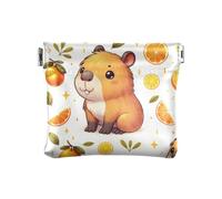 Carino Capybaras Arancione Squeeze Coin Purse Pouch Change Holder PU Leather Mini Portafoglio portamonete tasca per donne ragazze uomini