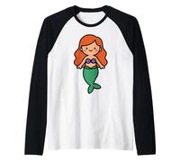 Carino Carattere Sirena Ocean Fantasy - Mitica Principessa del Mare Maglia con Maniche Raglan