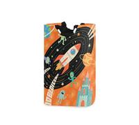 Carino Carino Arancione Astronave Planet cesti portabiancheria e vestiti impermeabile cesto portaoggetti con manico robusto per giocattoli camera da letto 51L botes para ropa