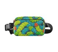 Carino cartone animato animale Caterpillar alla moda marsupio a tracolla per uomo donna mini borsa a tracolla con cinghia regolabile per lo shopping sport lavoro, Bruco animale simpatico cartone