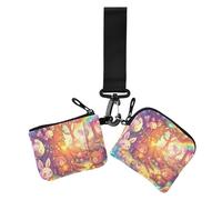 Carino cartone animato animali arcobaleno Color1 porta carte da donna porta carte di credito minimalista porta banconote con cerniera tasca portamonete per signora 2 confezioni, simpatici animali dei