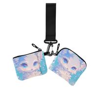 Carino Cartone Animato Blu Bianco Lupo Del Bambino Delle Donne Casi di Carta Del Cambiamento Titolare Della Moneta Sottile Staccabile Portamon, Carino cartone animato blu bianco lupo bambino, 1 size