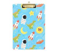 Carino Cartone Animato Blu Razzo Astronauta Dinosauro Plastica Clip Boards Trasparente per Calcio Camion Driver Dimensioni 9 x 12.5 Tabla para escribir