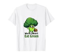 Carino cartone animato broccoli con occhiali e valigetta Maglietta