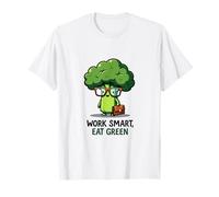 Carino cartone animato broccoli con occhiali e valigetta Maglietta