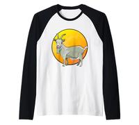 Carino cartone animato capra tramonto sfondo Maglia con Maniche Raglan