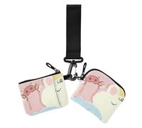 Carino cartone animato carino animale paradiso doppio portamonete porta carte di credito portafoglio grande capacità cerniera contanti portamonete con tasca con cerniera per donna 2 confezioni,