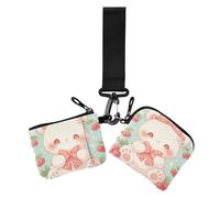 Carino cartone animato Cherry Bear Portafogli da donna semplici custodie per carte di credito minimaliste porta soldi con tasca con cerniera per le donne 2 pezzi, Carino cartone animato ciliegia orso