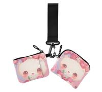 Carino cartone animato Cherry Bear Semplice Portamonete da donna Porta carte sottile piatto porta biglietti da visita porta soldi con cerniera tasca portamonete per signora 2 pezzi, Carino cartone