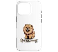 Carino cartone animato Chow Chow, morbido ma serio Custodia per iPhone 16 Pro
