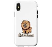 Carino cartone animato Chow Chow, morbido ma serio Custodia per iPhone X/XS