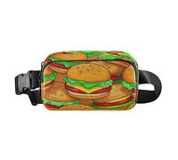 Carino cartone animato cibo hamburger carino marsupio borsa a tracolla per donne uomini piccola borsa corpo croose con tracolla regolabile per ciclismo escursionismo palestra, Carino cartone animato