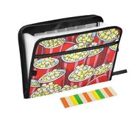 Carino cartone animato cibo popcorn Duty espandibile file 13 tasche formato A4 lettera con chiusura a cerniera per forniture per ufficio