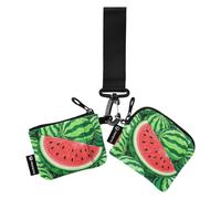 Carino cartone animato frutta anguria portafoglio portamonete da donna porta carte di credito formato compatto cambiamento portafoglio con cerniera tasca portamonete per donna 2 confezioni Recto Verso