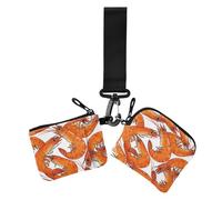 Carino Cartone Animato Gamberetti Doppio Portafogli da Polso per Le Donne Sottile Staccabile Organizzatore di Soldi da Donna con Cerniera Tasca Monete per Donna 2 Confezioni, Gamberetti carini del