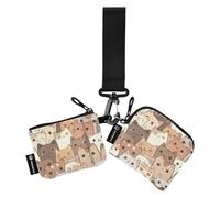 Carino cartone animato gattino doppio portamonete porta carte di credito portafoglio carino moda porta biglietti da visita con cerniera tasca portamonete per donna 2 pezzi, Gattino simpatico cartone