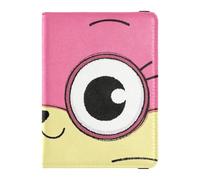 Carino cartone animato gatto faccia giallo viola passaporto in pelle porta passaporto e carta vaccino Combo per viaggio Vaccino Caso Protector copertura passaporto per uomo impermeabile, carino