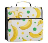 Carino Cartone Animato Giallo Banane 1.5 Pollici 3-Anelli Cerniera Raccoglitore con Tracolla Laege Capacità Portfolio Portatile per Studente Medio Carpeta del organizador