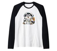 Carino Cartone Animato Husky Spazio ed Explorer Astronauta Cane Maglia con Maniche Raglan