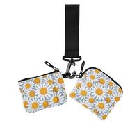 Carino cartone animato margherita fiore portamonete da donna portamonete piccolo portatile con cerniera portamonete con cerniera tasca portamonete per uso quotidiano 2 confezioni, Simpatico fiore