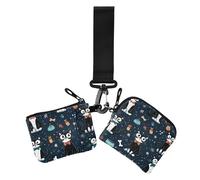 Carino cartone animato Mr Cat blu portafogli da donna porta carte mini porta carte di credito alla moda con tasca portamonete con cerniera per donna 2 confezioni
