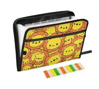 Carino cartone animato mucca leone tasca fisarmonica file organizer 13 tasche formato A4 lettera con chiusura a cerniera per cartelle di file con tasche