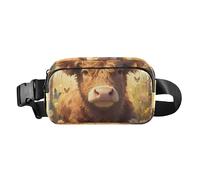 Carino cartone animato mucca scozzese moda borsa a tracolla marsupio per uomo donna resistente all'acqua borsa a tracolla con tracolla regolabile per shopping sport lavoro