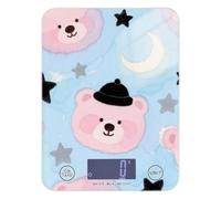 Carino cartone animato orsetto rosa facile da pulire bilancia alimentare per viaggi 5 kg/5 g, bilancia digitale da cucina con 4 unità per dieta cheto cheto (batterie non incluse)