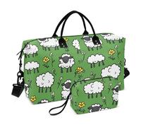 Carino Cartone Animato Pecora Bianca Decorativo Carry On Spalla Weekend Tote Gym Sport Duffel Borse con Toiletry Bag per Allenamento Pieghevole Bolsa de lona para