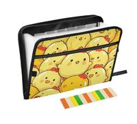Carino cartone animato pollo raccoglitore di archiviazione 13 tasche formato A4 lettera con chiusura a cerniera per organizer con tasche