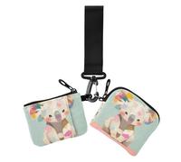 Carino cartone animato rustico colorato koala doppio portafoglio da polso per le donne piccolo staccabile cerniera portafoglio con portachiavi per donna 2 confezioni, Carino cartone animato rustico