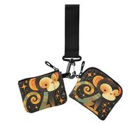 Carino cartone animato semplice arte scimmia nero doppio portamonete porta carte di credito portafoglio carino moda portachiavi portamonete con tasca con cerniera per lavoro viaggi 2 pezzi, Carino