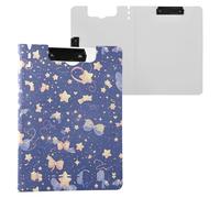 Carino cartone animato stelle su blu viola pieghevole Appunti con archiviazione orizzontale e verticale doppie clip Board con copertina rigida Appunti Binderfolio Forniture mediche
