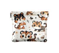 Carino cartone animato tigre illustrazione spremere portamonete sacchetto portamonete titolare titolare PU pelle mini portafoglio portamonete per donne ragazze uomini