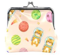 Carino Cartone Animato Tigri Astronauta Moneta Titolare Delle Donne Fibbia In Pelle Bacio Blocco Carta Cambiare Borsa per Rag