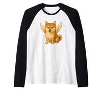 Carino Cartoon Angelo Shiba Inu Cane Maglia con Maniche Raglan