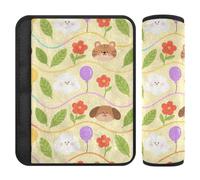 Carino Cartoon Animal Giallo Zoo 2 pz Cintura di Sicurezza Pad Stop cintura di sicurezza Taglio nel collo per la maggior parte delle auto Protector para cinturón de carro