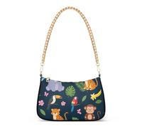 Carino Cartoon Animali della Giungla Blu Classico Borsa Hobo Totes Donne Designer Borse Vivido Una Spalla Borse Chiusura Con Cerniera