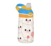 Carino Cartoon Bear Candy Bianco Bambini Bottiglia di Acqua con Manico Bocca Larga A Prova Di Perdite Riutilizzabile Bottiglia di Acqua per Bici Corsa Sport Viaggi Palestra termo de agua Fria
