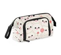 Carino Cartoon Bear Candy White Pencil Pouch Grande Capacità Cerniera Astuccio Multifunzionale per Bambini Scuola Must Haves