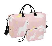 Carino Cartoon Bianco Unicorni Decorativi Grande Borsa Palestra Sport Carry con Toiletry Bag per Escursionismo multifunzionale bolso para en Avion