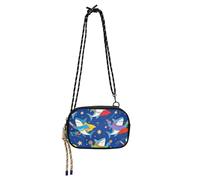 Carino Cartoon Blue Sharks Mini Crossbody Bag per Mens Impermeabile con Tracolla Regolabile Mini Borsa A Tracolla Take a walk carteras elegantes para mujer