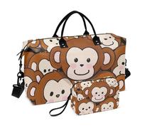 Carino Cartoon Brown Monkey Duffel Bags Carry on Weekender Pernottamento Borsa Grande Borsa da Palestra con Cinghia Regolabile per Yoga Impermeabile Bolsa para viajar