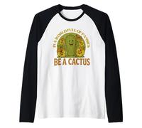 Carino Cartoon Cactus Be Strong Viole del Pensiero Pianta Divertente Maglia con Maniche Raglan