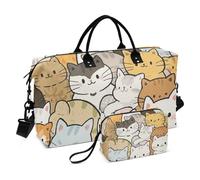 Carino Cartoon Cat Colorful Duffel Bag Spalla Weekender Pernottamento Borsa Da Viaggio Tote Gym Bag con Toiletry Bag per Aereo Viaggiare Grande Capacità bolsas de para Mujer en Avion
