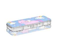 Carino Cartoon Cat Star viola pesca trasparente matita scatola di plastica doppio strato contenitore per bambini con coperchio