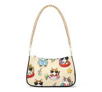 Carino Cartoon Cats Summer Vacation Designer borsetta da donna monospalla con cerniera casual Hobo borsa con tracolla a catena
